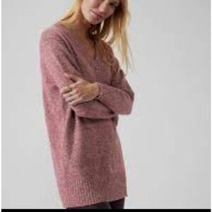 Athleta Wool cashmere blend Rose Heather Vital V-neck Tunic sweater Med